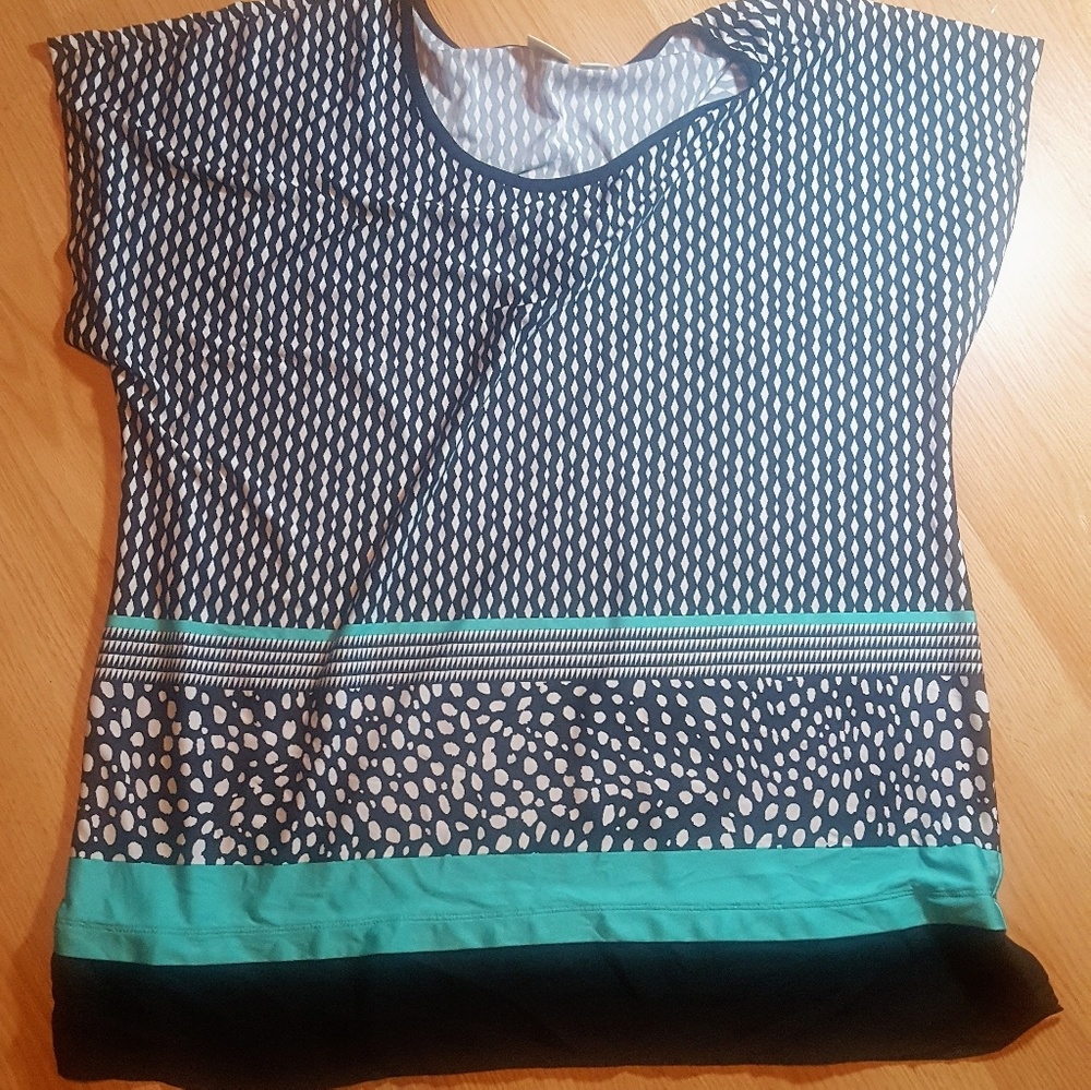 Teal and Black tunic top